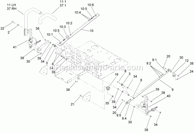 Steering Control Assembly Diagram and Parts List for 74237 270000001-270999999 Toro Lawn Mower