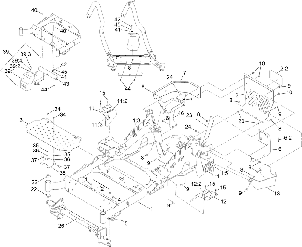 Frame Assembly Diagram and Parts List for 72902TE 412200000 - 999999999 Toro Lawn Tractor