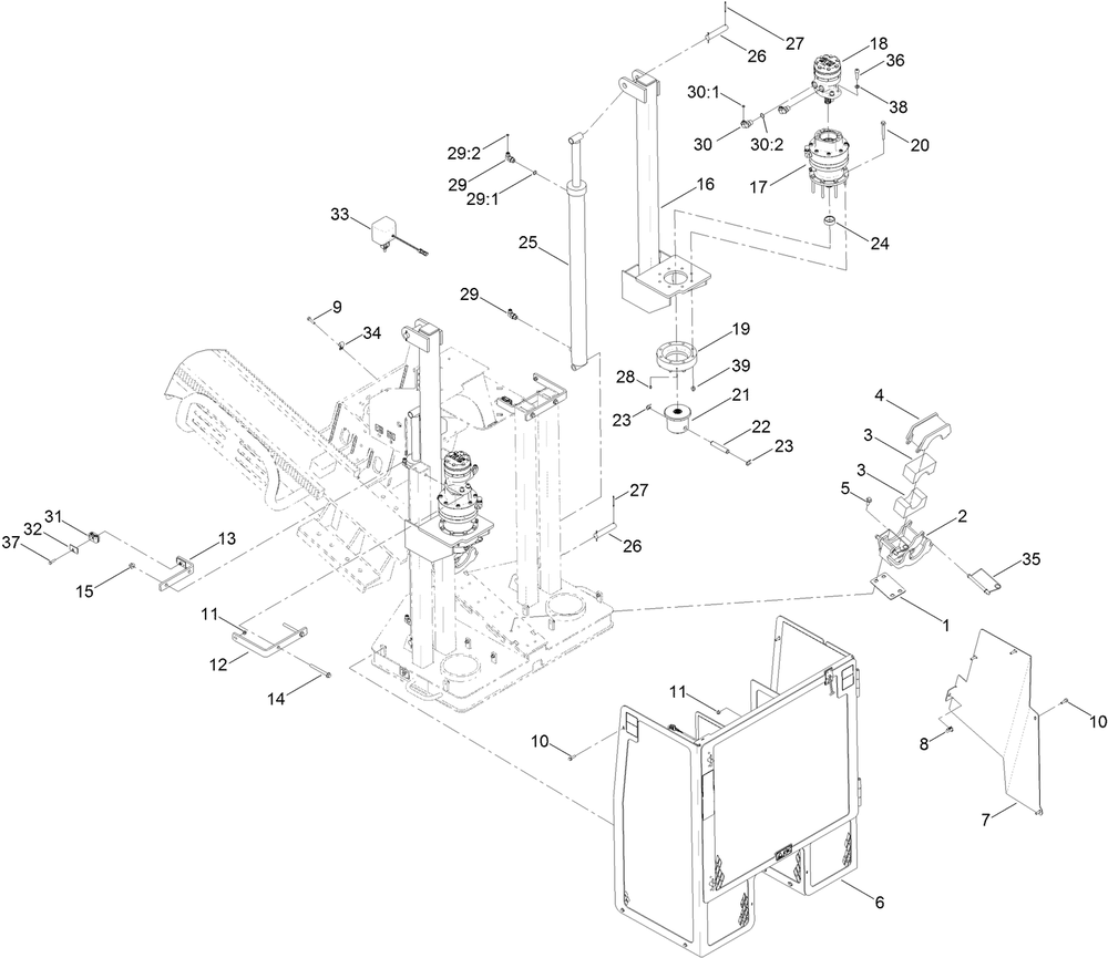 Planetary, Rod Guide And  Stakedown Cage Assembly Diagram and Parts List for 23823W 316000001 - 316999999 Toro Lawn Tractor Accessories