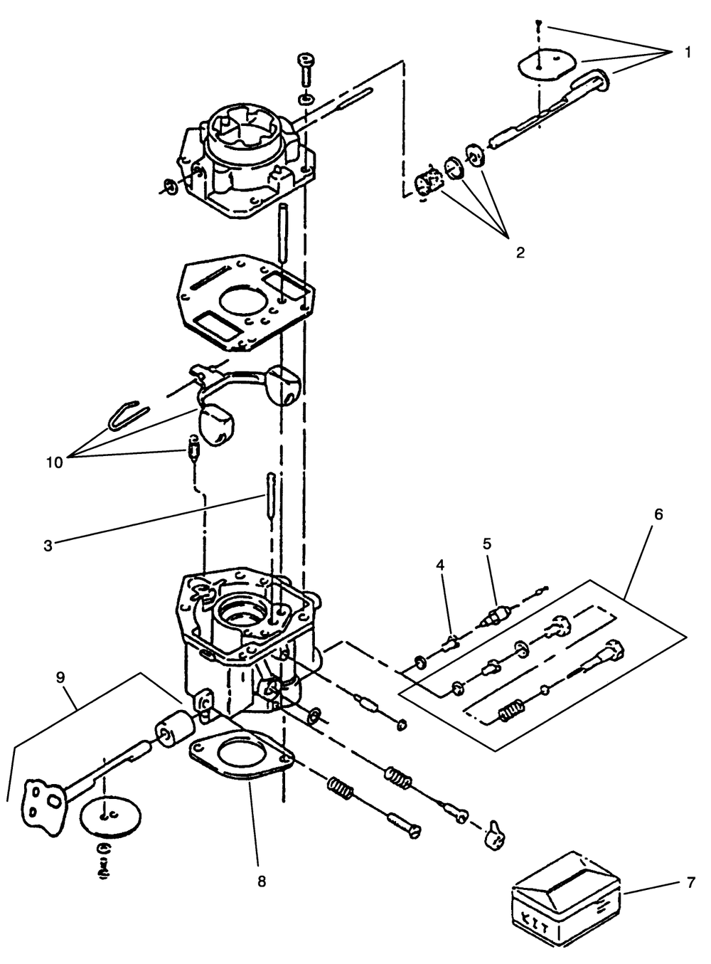Carburetor Components Assembly Diagram and Parts List for 74041 39000001 - 39999999 Toro Lawn Tractor