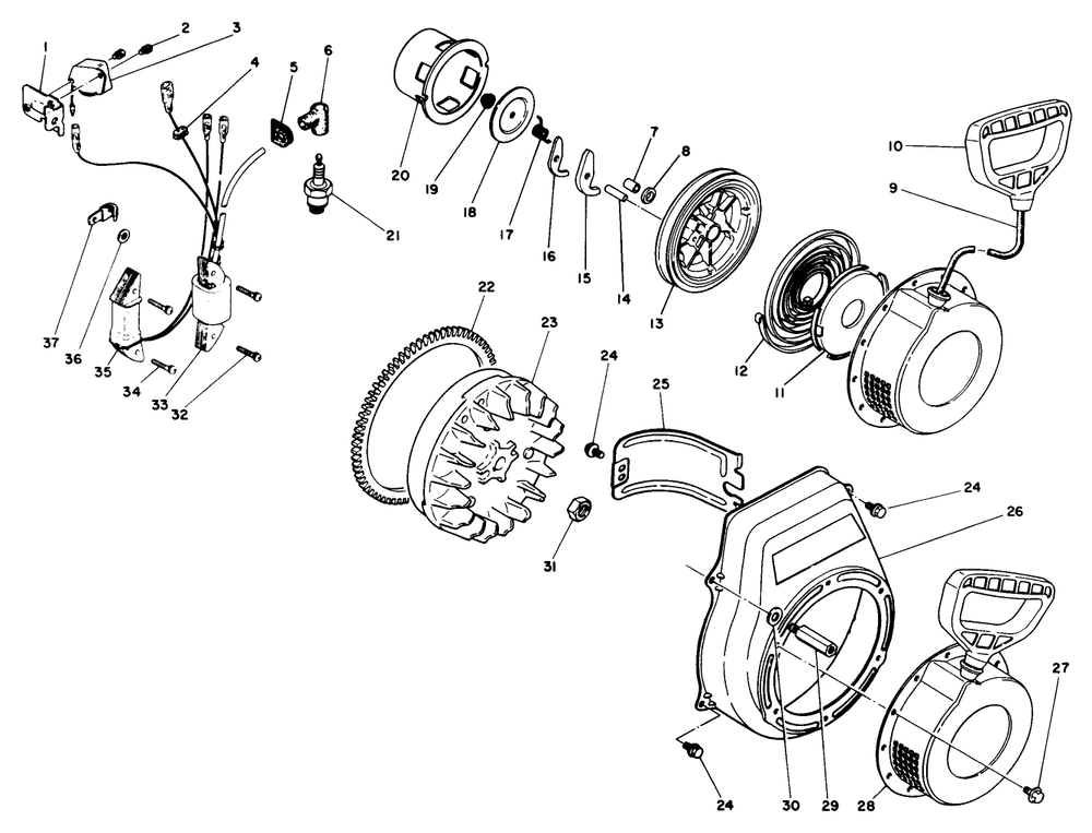 Engine No. 68-8290 Ignition Assembly Diagram and Parts List for 38525 9000001 - 9999999 Toro Snow Blower