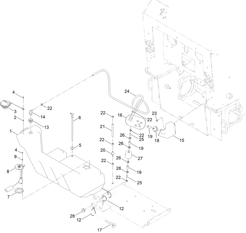 Fuel Tank And Carbon Canister Assembly Diagram and Parts List for 22342HA 400000000 - 411759999 Toro Lawn Tractor Accessories