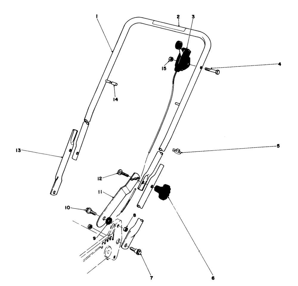 Handle Assembly Diagram and Parts List for 20610 1000001 - 1999999 Toro Lawn Mower