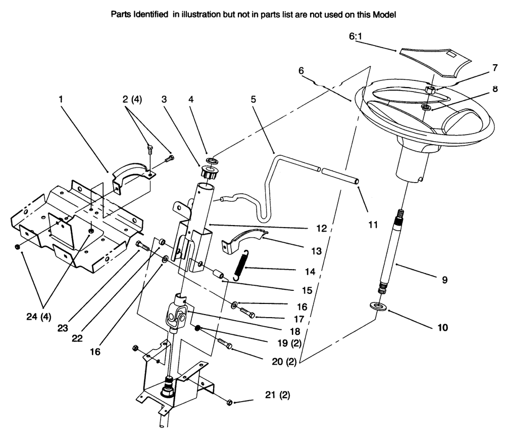 Steering Wheel And Tilt Diagram and Parts List for 72045 6900001 - 6999999 Toro Lawn Tractor