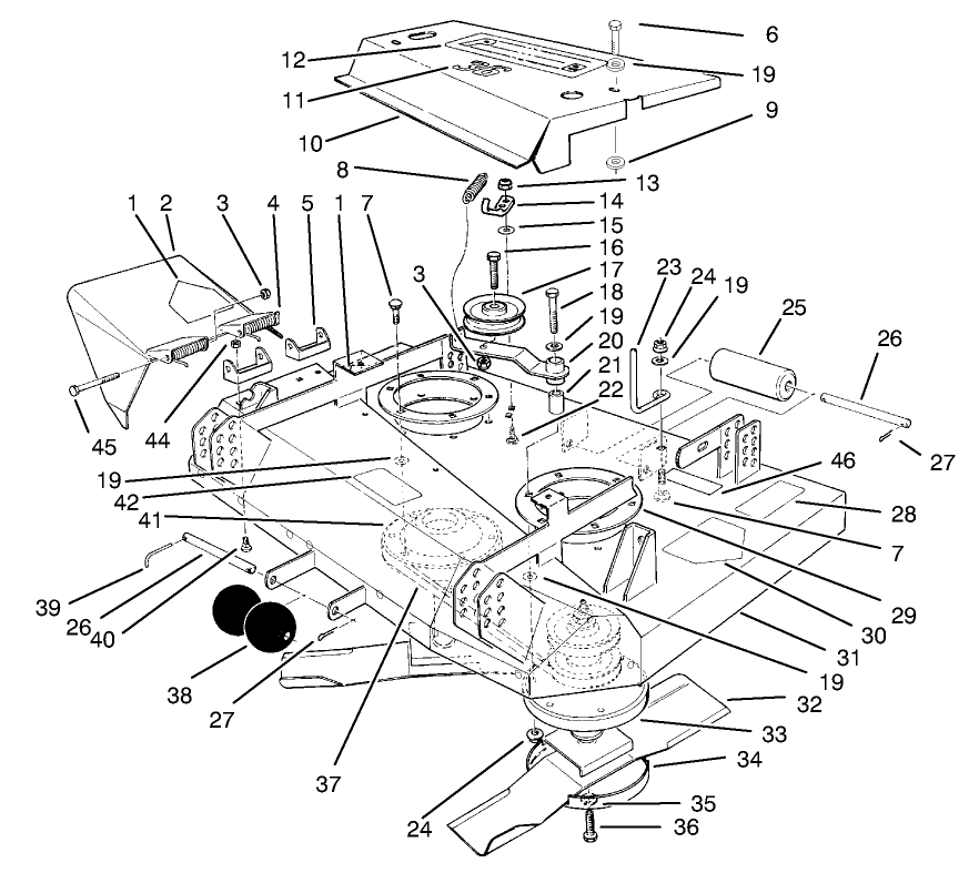 Cutting Unit Assembly Diagram and Parts List for 30138 890001 - 899999 Toro Lawn Mower