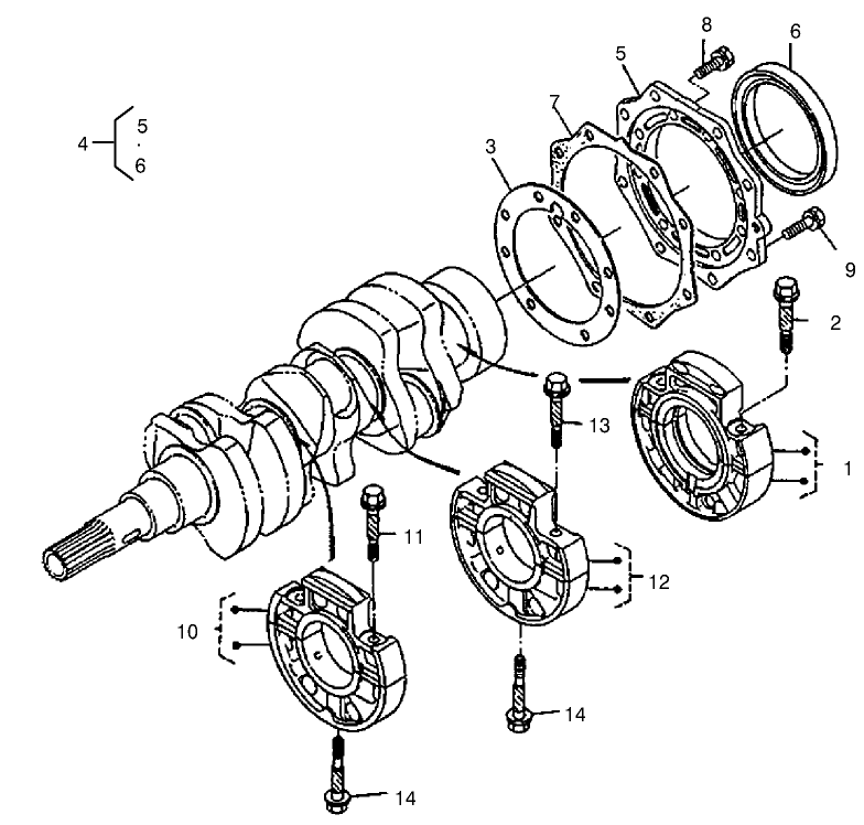 Main Bearing Case Assembly Diagram and Parts List for 22303TE 990001 - 999999 Toro Lawn Tractor Accessories