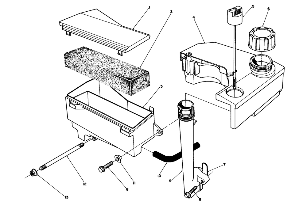 Air Cleaner & Fuel Tank Assembly (Engine No. Vmm1-5) Diagram and Parts List for 26625B 2000001 - 2999999 Toro Lawn Mower