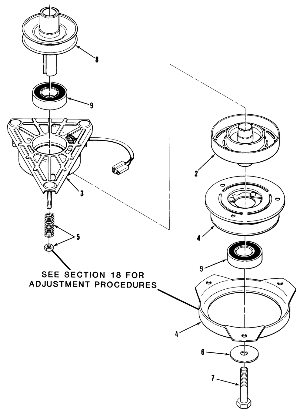 Engine Pulley & Pto Clutch Assembly Diagram and Parts List for A2-12KE02 1000001 - 1999999 Toro Lawn Tractor