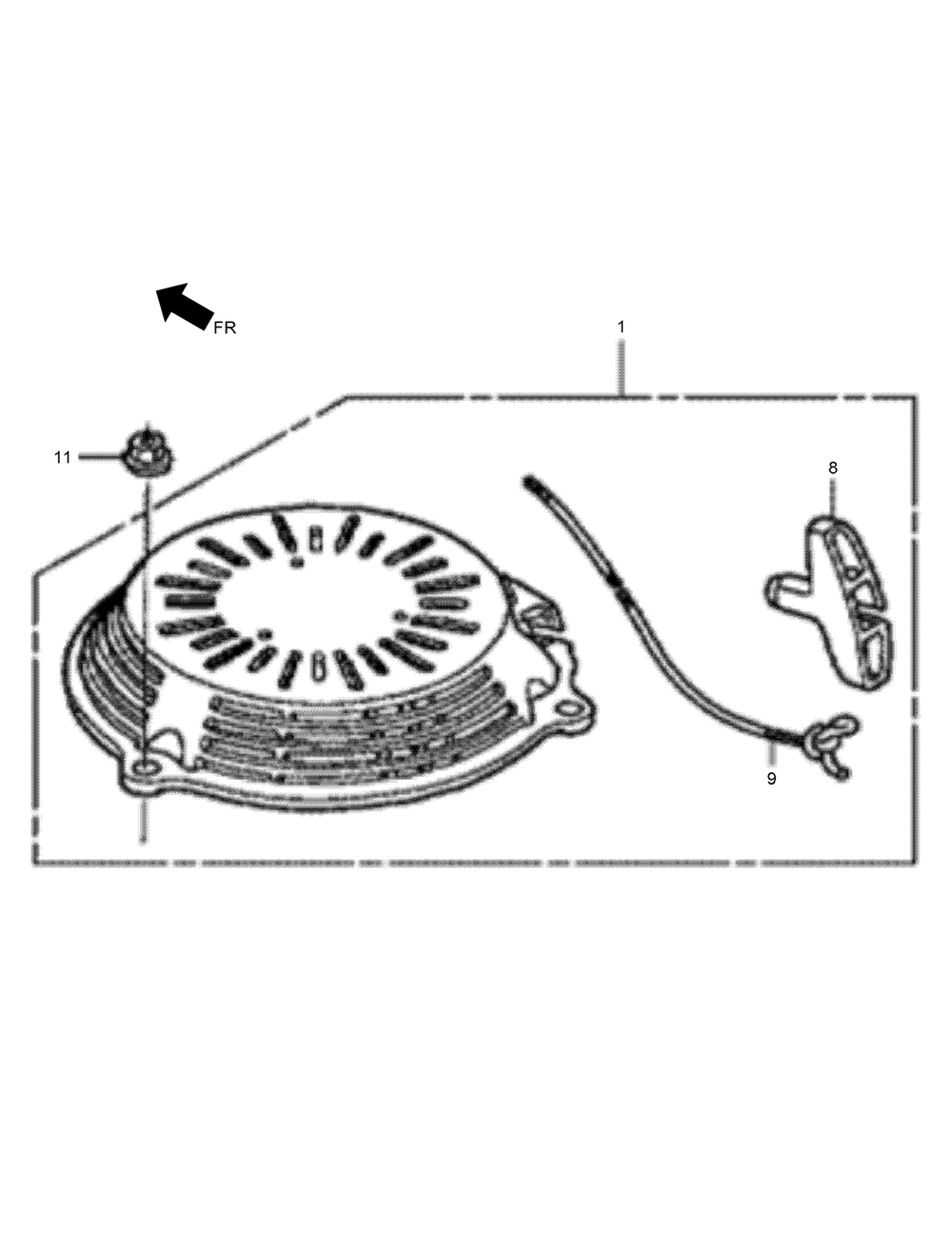 Recoil Starter Assembly Diagram and Parts List for 02610 410200000-999999999 Toro Lawn Mower