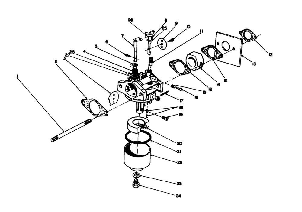 Carburetor Assembly (Model No. 47pn2-7) Diagram and Parts List for 22043 3900965 - 3999999 Toro Lawn Mower