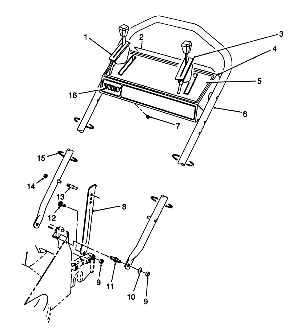 Handle Assembly Diagram and Parts List for 26641 9000001 - 9999999 Toro Lawn Mower