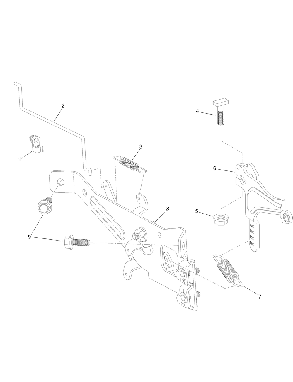 Governor Control Assembly Diagram and Parts List for 74465TE 400000000-999999999 Toro Lawn Tractor
