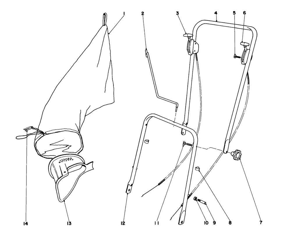 Handle Assembly Models 16000, 16111 And 16222 Diagram and Parts List for 16000 1000001 - 1999999 Toro Lawn Mower