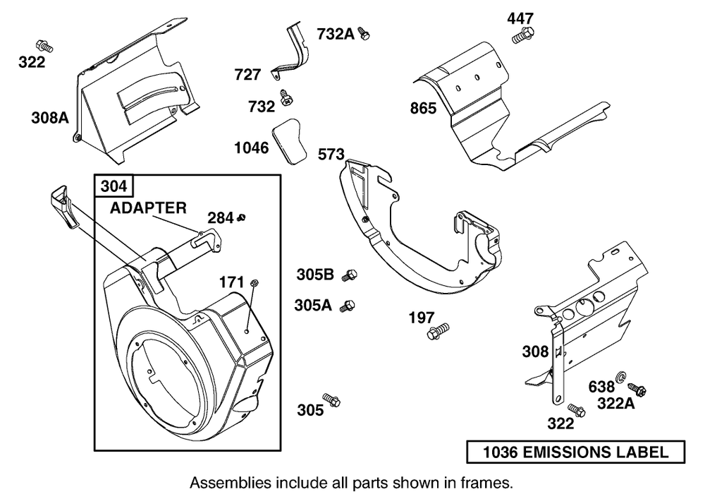 Blower Housing And Cover Assembly Diagram and Parts List for 12004 220000001 - 220999999 Toro Lawn Tractor