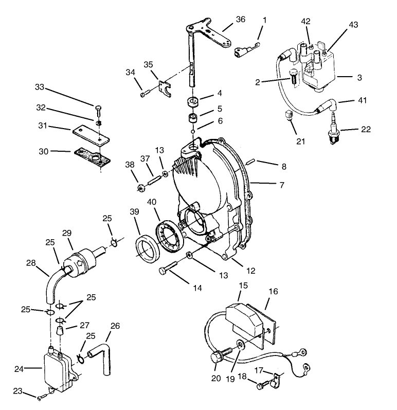 Ignition Control - Onan P220g Type I/10808h Diagram and Parts List for 30620 790001 - 799999 Toro Lawn Tractor
