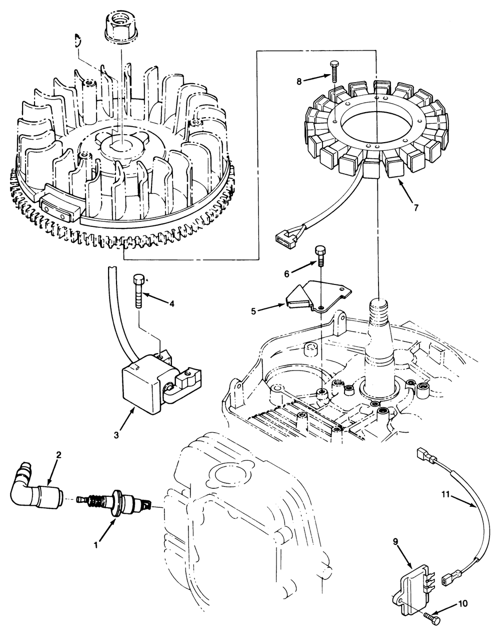 14hp Engine Ignition Assembly Diagram and Parts List for 22-14OE02 2000001 - 2999999 Toro Lawn Tractor