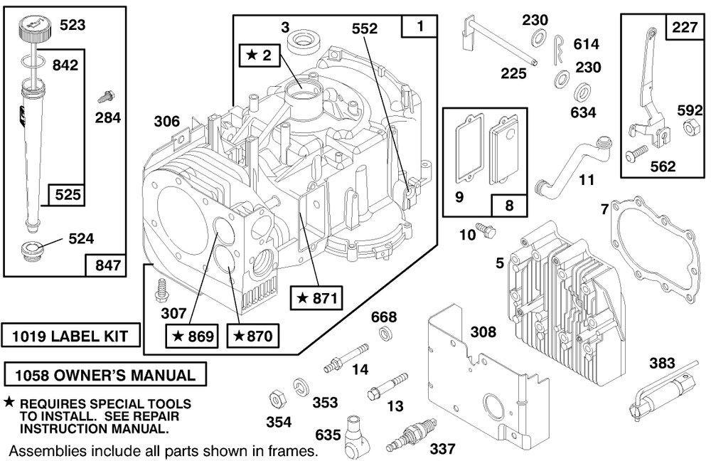 Engine Briggs & Stratton Model 28m707-0127-01 Diagram and Parts List for 71208 7900001 - 7999999 Toro Lawn Tractor