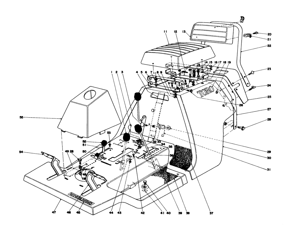 Body And Seat Assembly Diagram and Parts List for 56036 7000001 - 7999999 Toro Lawn Tractor