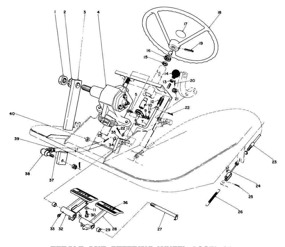 Pedals And Steering Wheel Assembly Diagram and Parts List for 30775 100001 - 199999 Toro Lawn Tractor