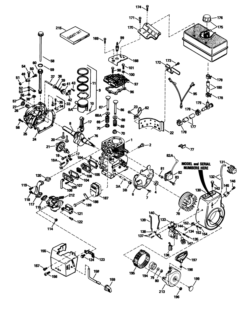 Engine Tecumseh Model No. Hm80-155337p Diagram and Parts List for 38540 2000001 - 2999999 Toro Snow Blower