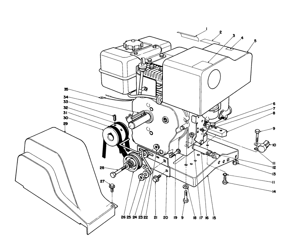 Engine Assembly Diagram and Parts List for 38160 7000001 - 7999999 Toro Snow Blower