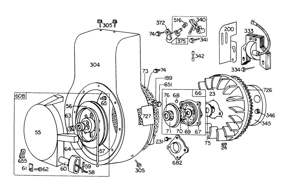 Rewind Starter Assembly Diagram and Parts List for 31823 5000001 - 5999999 Toro Snow Blower