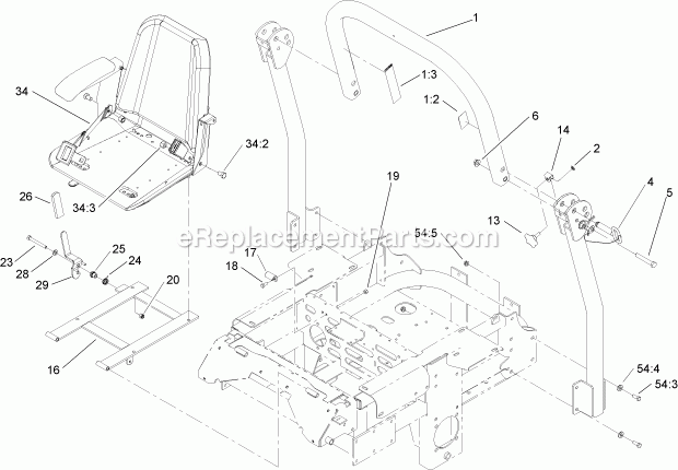 Roll-Over-Protection-System Assembly No. 108- Diagram and Parts List for 74239 250000001-250999999 Toro Lawn Mower