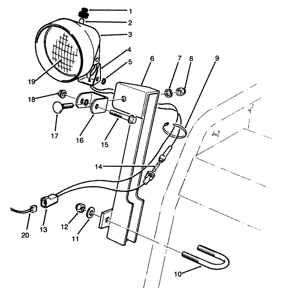 Light Assembly Diagram and Parts List for 38555 69000001 - 69999999 Toro Snow Blower