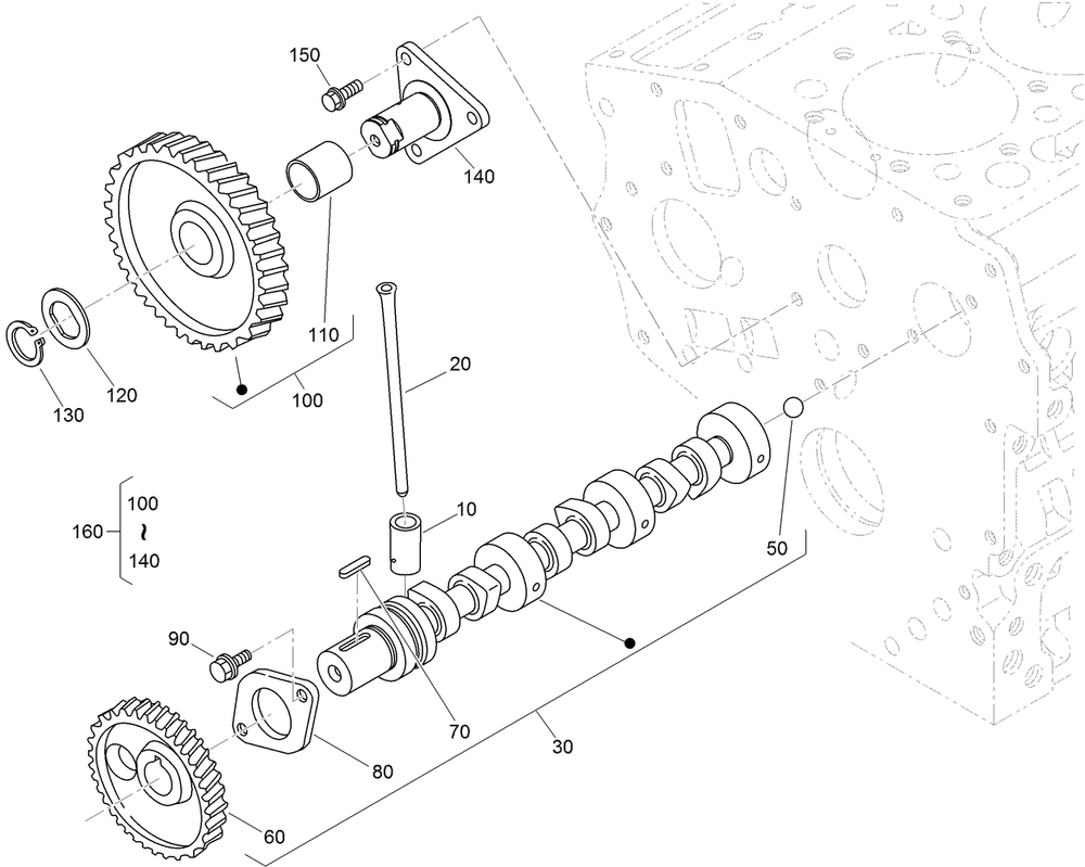 Camshaft And Idle Gear Shaft Assembly Diagram and Parts List for 22324 407960000 - 409359999 Toro Lawn Tractor Accessories