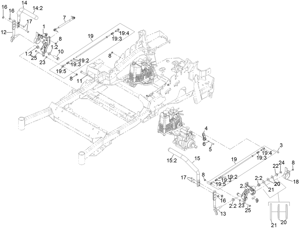 Motion Control Assembly Diagram and Parts List for 72982 414109391 - 999999999 Toro Lawn Tractor