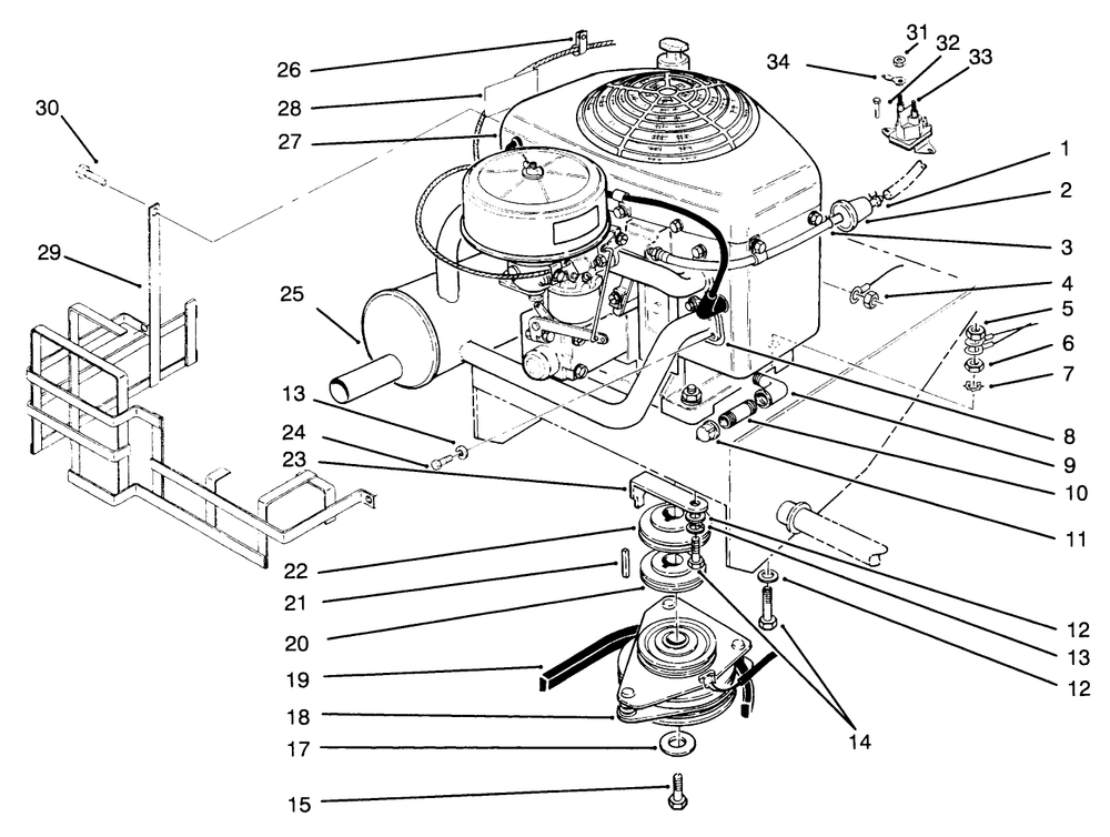 Engine And Clutch Diagram and Parts List for 30180 590001 - 599999 Toro Lawn Tractor Accessories