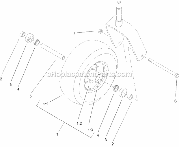 Caster Wheel Assembly No. 1-634662 Diagram and Parts List for 74166 240000001-240999999 Toro Lawn Mower