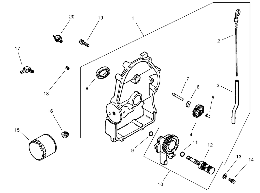 Oil Pan/Lubrication Diagram and Parts List for 22305TE 990001 - 999999 Toro Lawn Tractor Accessories