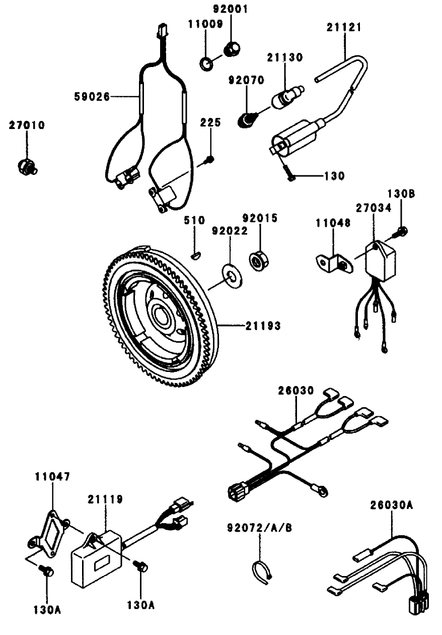 Electric Equipment Diagram and Parts List for 74212 (200000001-200999999)(2000) Toro Lawn Mower
