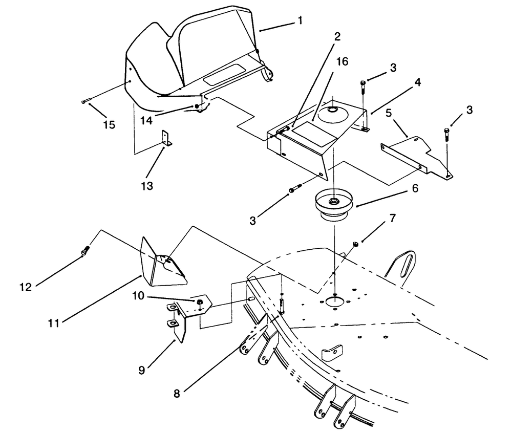 Shield Assembly (42" Cutting Unit) Diagram and Parts List for 07-4XVS01 2000001 - 2999999 Toro Lawn Tractor Accessories
