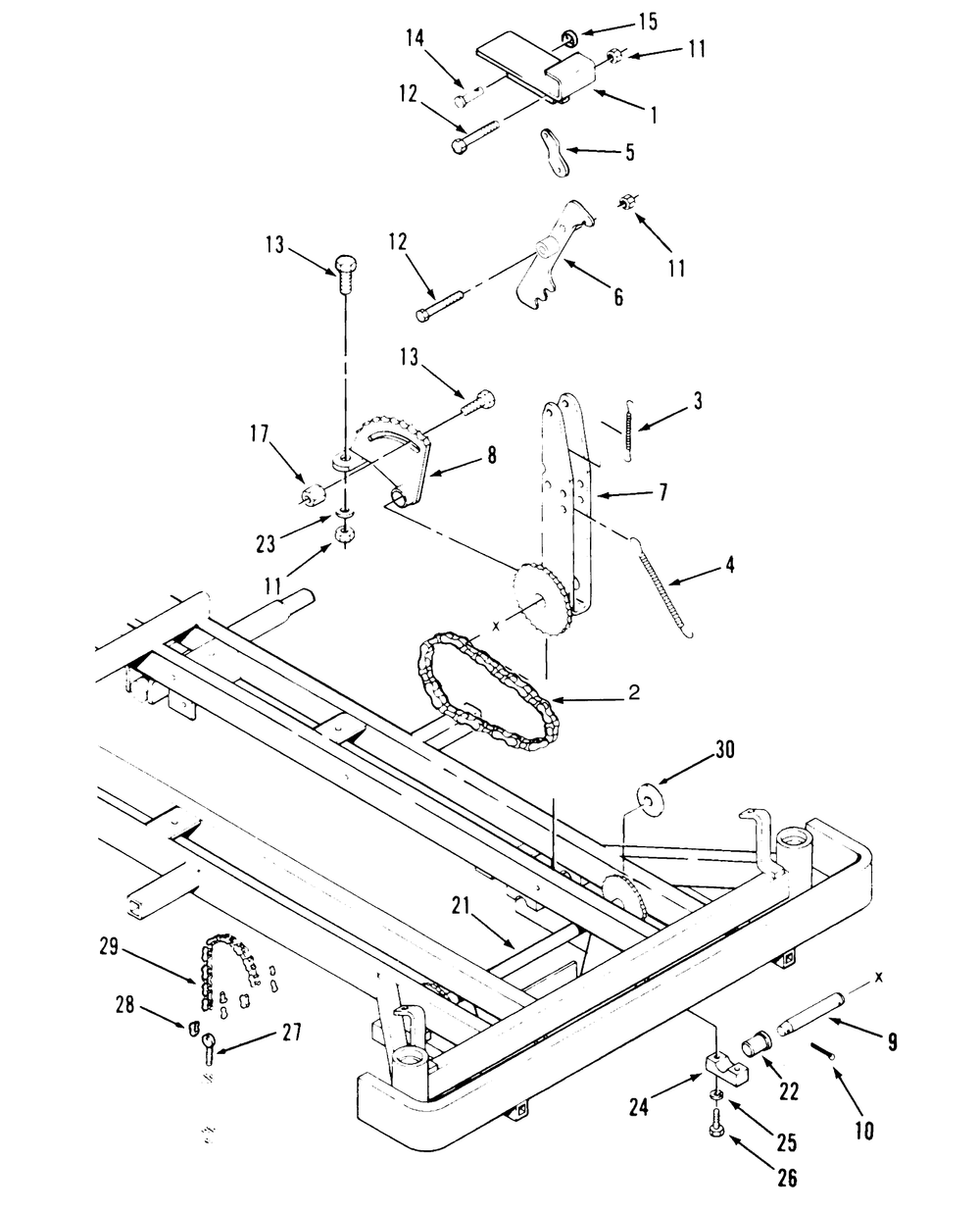 Attachment Height Control Diagram and Parts List for 74140 590001 - 599999 Toro Lawn Tractor