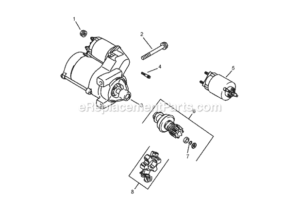 Starting System Assembly Kohler Ch750-0010 Diagram and Parts List for 74262TE 260000001-260999999 Toro Lawn Mower