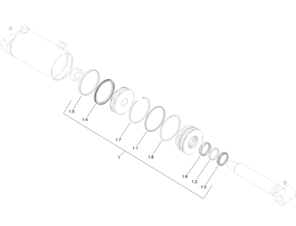 Hydraulic Cylinder Assembly No. 133-6138 Diagram and Parts List for 23803 400000000 - 999999999 Toro Lawn Tractor Accessories