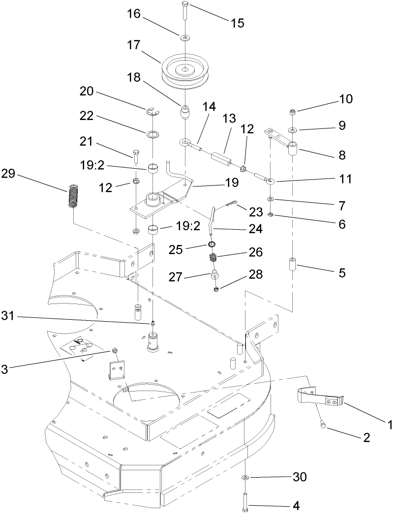 Idler Assembley Diagram and Parts List for 39984 (280000001-280999999)(2008) Toro Lawn Mower