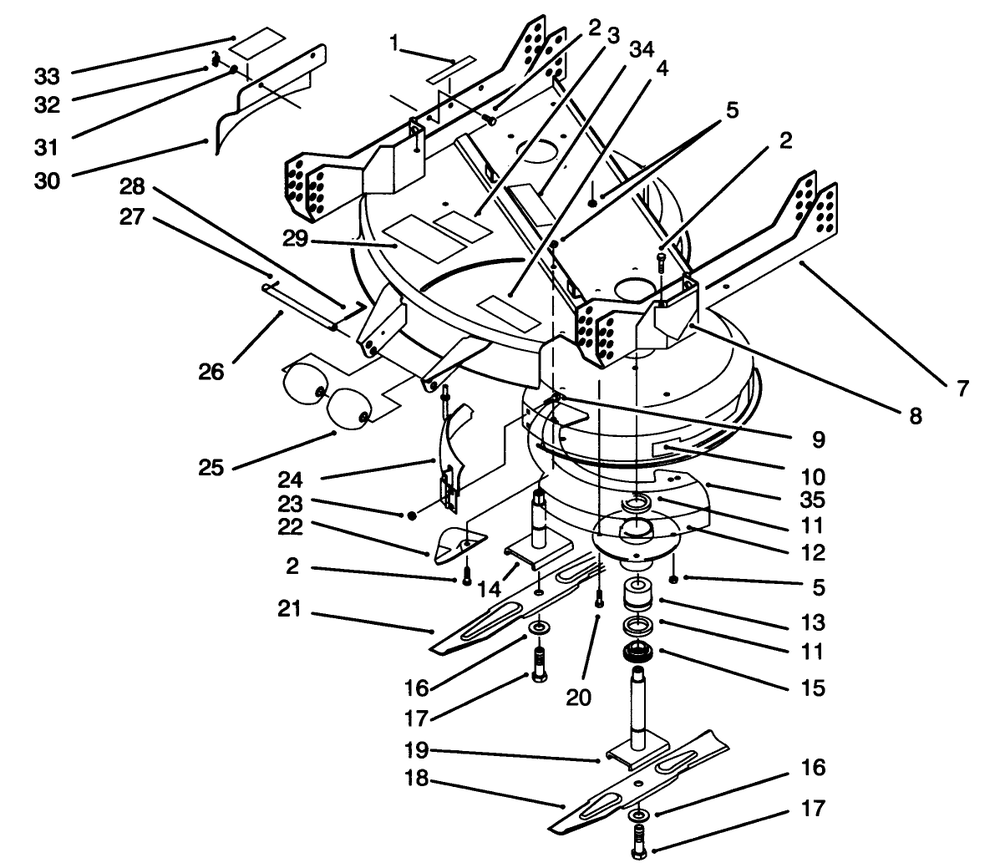 Deck & Spindle Assembly Diagram and Parts List for 30137 590001 - 599999 Toro Lawn Mower