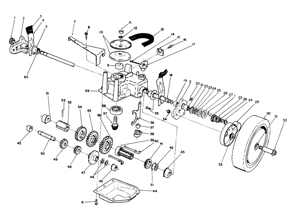 Gear Case Assembly Diagram and Parts List for 20692 0000001 - 0999999 Toro Lawn Mower