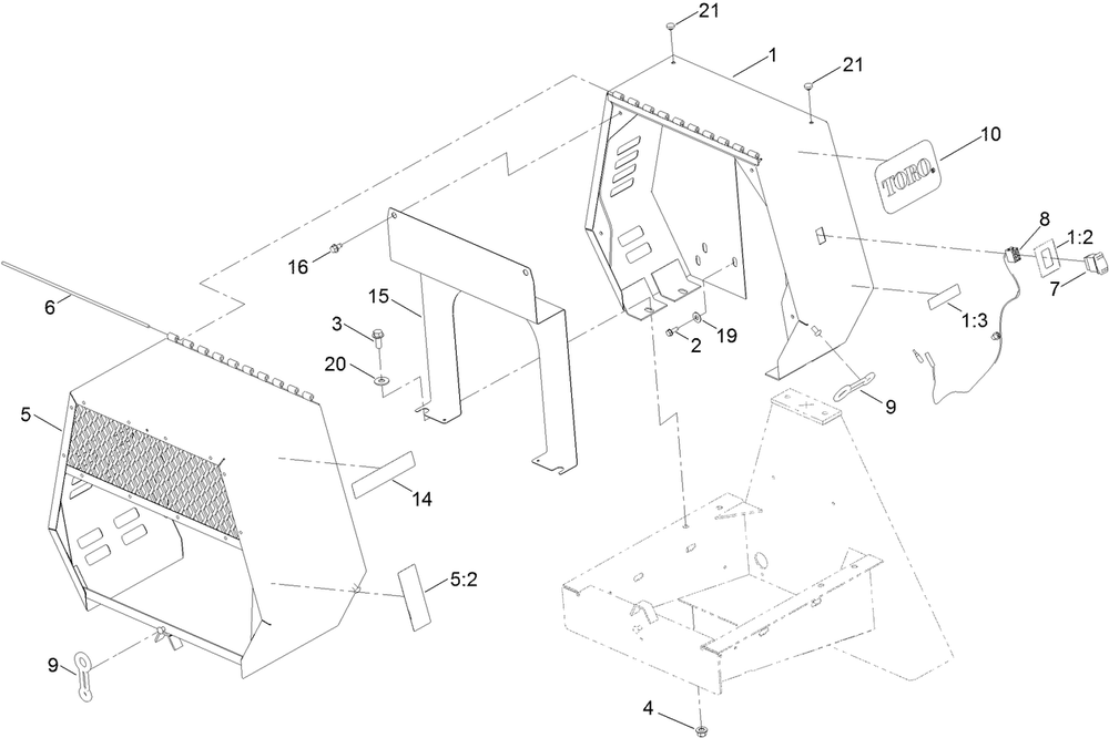 Cowl Assembly Diagram and Parts List for 68008 404320000 - 999999999 Toro Cement Mixer