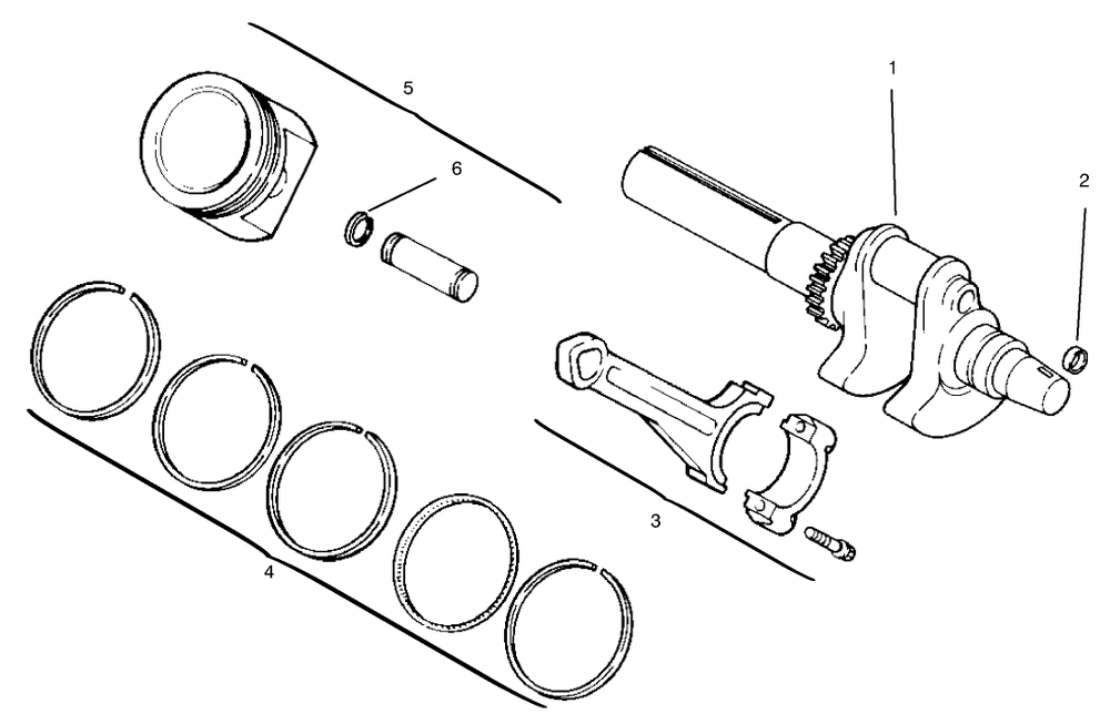 Crankshaft, Piston And Rings Diagram and Parts List for 30611 890001 - 899999 Toro Lawn Tractor