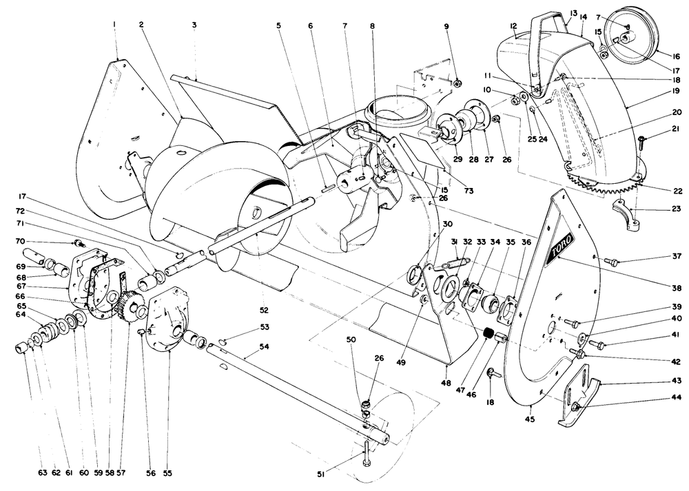Auger Assembly Diagram and Parts List for 38080 9000001 - 9999999 Toro Snow Blower