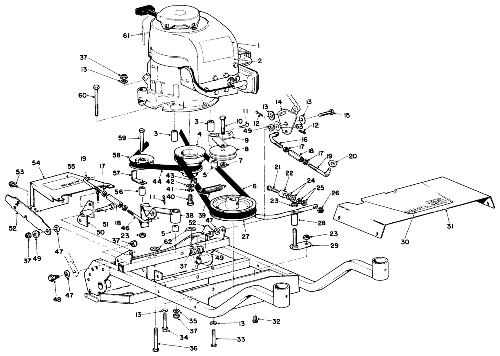 Engine And Frame Assembly Diagram and Parts List for 23267 3000001 - 3999999 Toro Lawn Mower