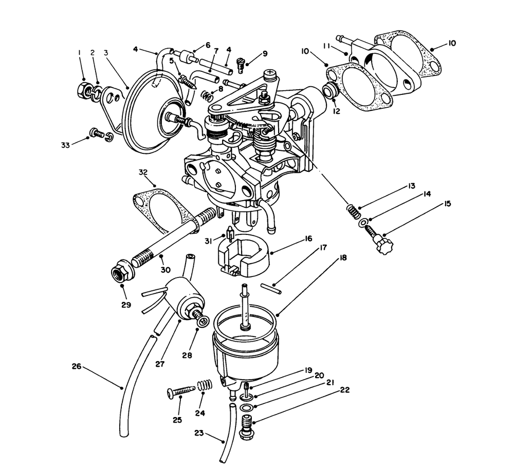 Carburetor Assembly Diagram and Parts List for 62040 8000001 - 8999999 Toro Generator