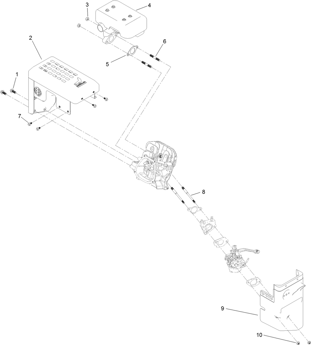 Intake And Exhaust Assembly Diagram and Parts List for 38891 409000000 - 411399999 Toro Snow Blower