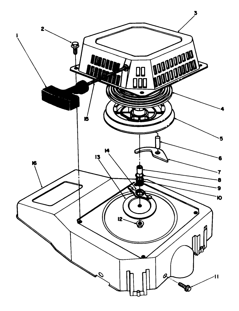 Recoil Assembly Diagram and Parts List for 20628C 6000001 - 6999999 Toro Lawn Mower