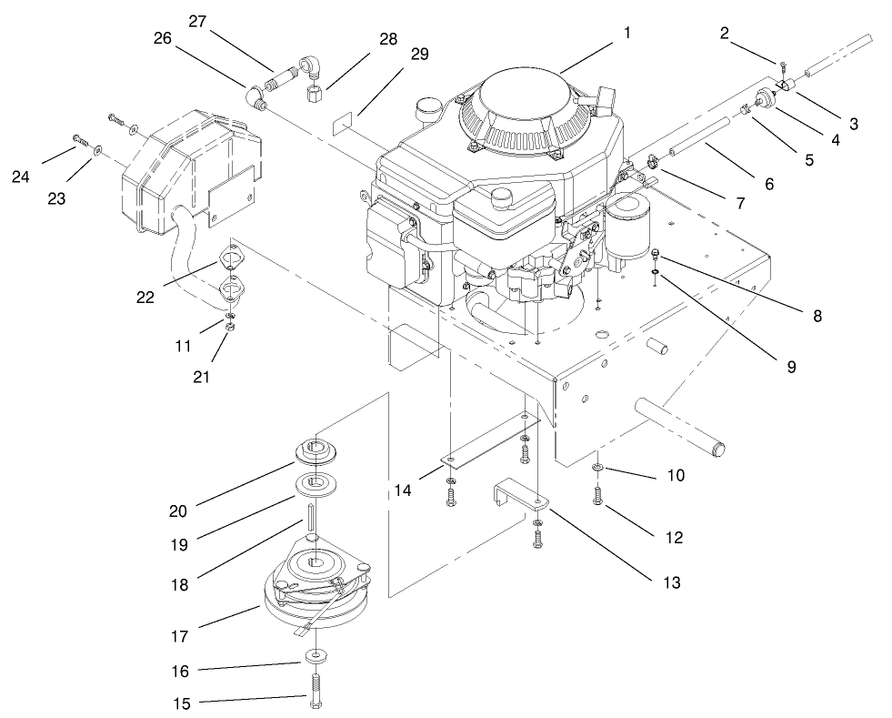 Engine Assembly Diagram and Parts List for 30159 991180 - 999999 Toro Lawn Tractor Accessories