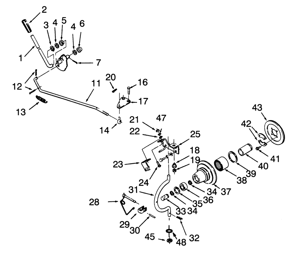 Pto Clutch And Control Diagram and Parts List for 73401 3900001 - 3999999 Toro Lawn Tractor